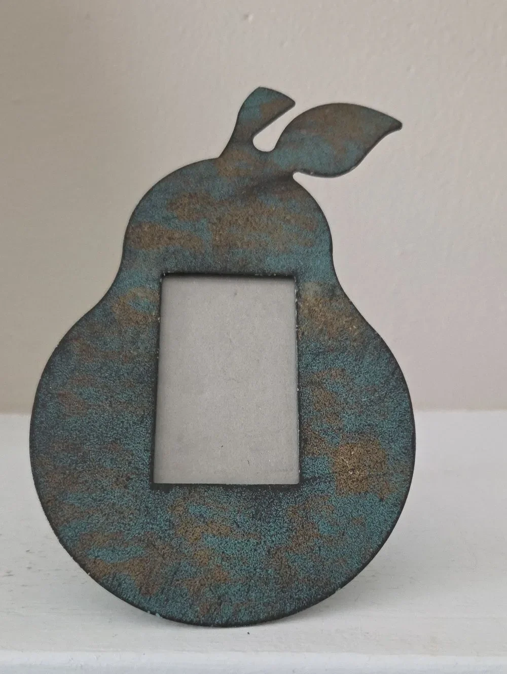 Rustic Teal and Bronze Pear-Shaped Photo Frame